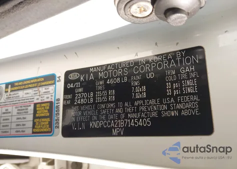 2011 Kia Sportage Ex из США, поврежденный, VIN KNDPCCA21B7145405